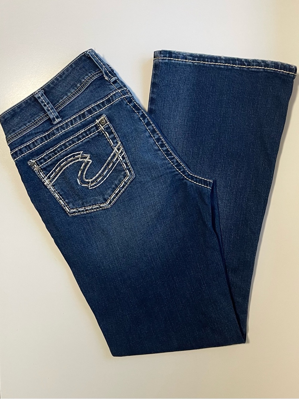 Silver Jeans Suki Curvy Fit Bootcut Jeans - Dark Wash White Embroidery - 32 | 34